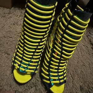 Luichiny Blue / Green  Crunch Time Ankle Booties Womens Size US 10M